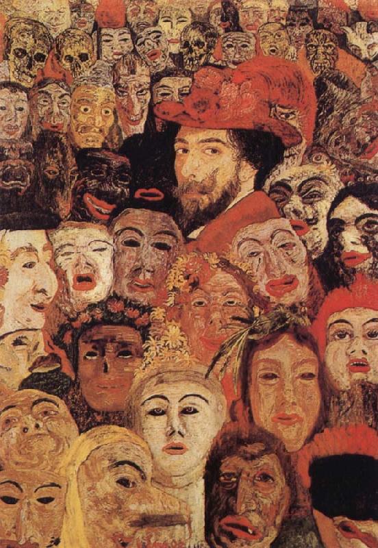 James Ensor Portrait of the Artist Sur rounded by Masks china oil painting image